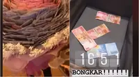 Buket uang hadiah ulang tahun (dok.TikTok/@isa21111/https://www.tiktok.com/@isa21111/video/6918965632000101633/Komarudin)