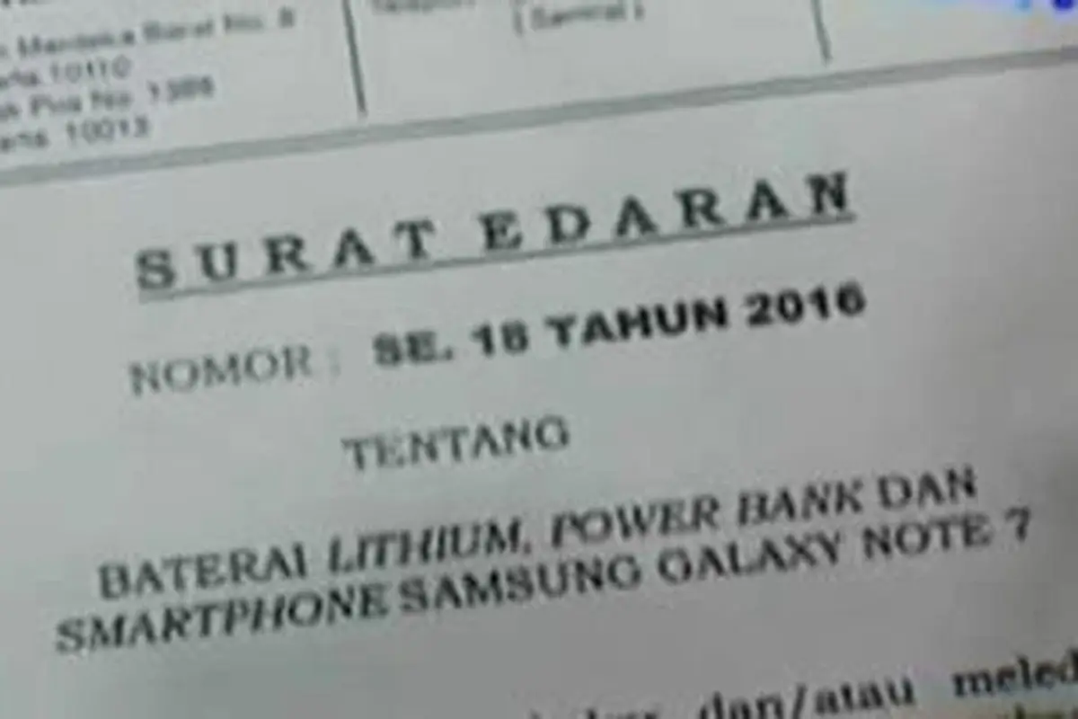 Kemenhub Larang Penggunaan Galaxy Note 7 di Pesawat