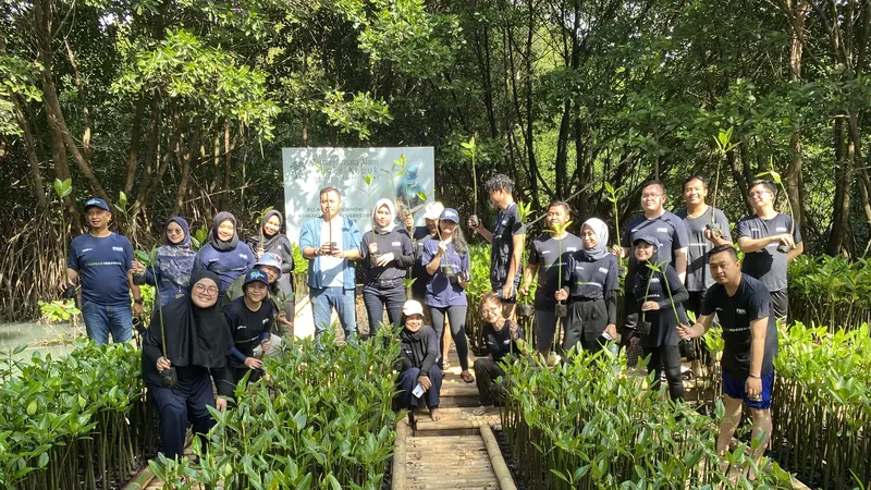 Menanam pohon mangrove. (Liputan6.com/ ist)