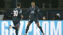 Dua golnya tersebut yang berjarak 6 menit 23 detik menjadi brace tercepat kedua dalam sejarah Liga Champions setelah rekor pemain Real Madrid, Rodrygo dengan 6 menit 13 detik. (AP/Christophe Ena)