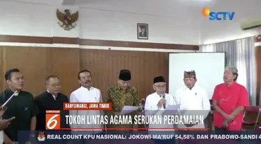 Tokoh lintas agama di Banyuwangi, Jawa Timur, menggelar deklarasi damai usai Pemilu 2019.