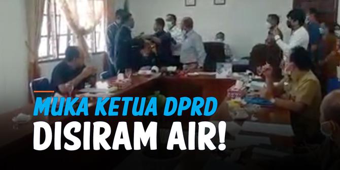 VIDEO: Detik-Detik Muka Ketua DPRD Humbahas Disiram Saat Rapat APBD