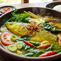 Resep ikan bandeng kuah kuning kemangi. [AI Generated]
