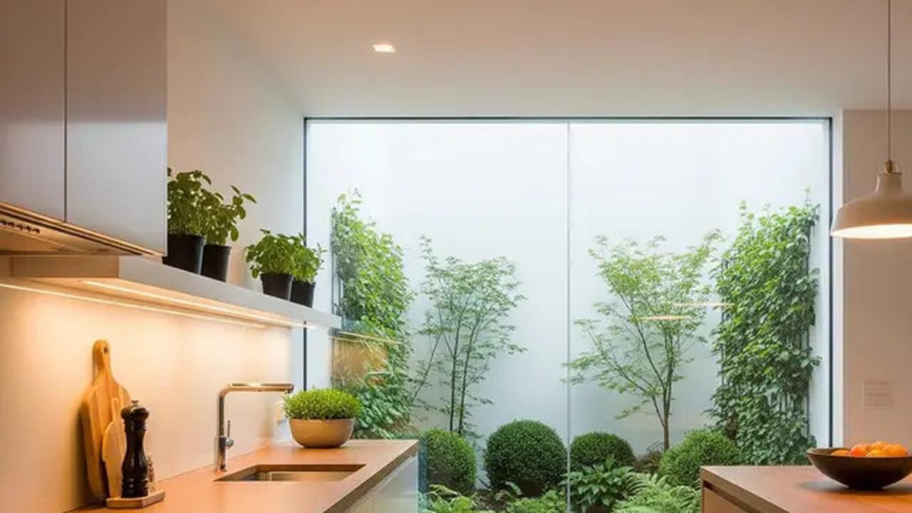 7 Model Dapur Kecil dengan Tanaman Hijau di Belakang dan Sekat Minimalis