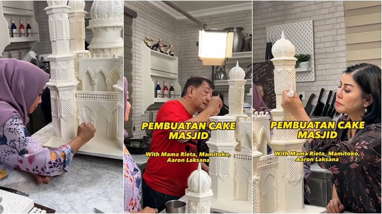 Sambut Lebaran, Ini 6 Potret Rieta Amilia dan Desiree Tarigan Bantu Bikin Kue Masjid