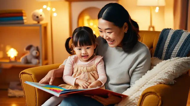 keluarga agustus ibu dan anak membaca buku