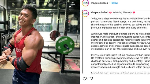 Begini Kronologi Sebelum Justyn Vicky Meninggal Dunia Akibat Gagal Angkat Barbel 210 Kg dengan Gerakan Back Squat. Sempat Terkapar dan Dilarikan ke Rumah Sakit (Foto: Instagram/the.paradisebali)