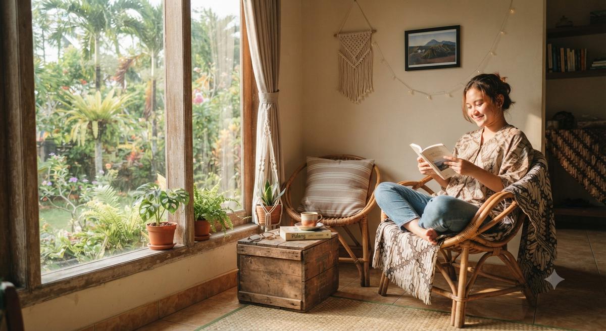 Sudut healing di rumah tanpa renovasi dan biaya mahal yang hasilnya cozy nyaman dekat jendela untuk vitamin D alami