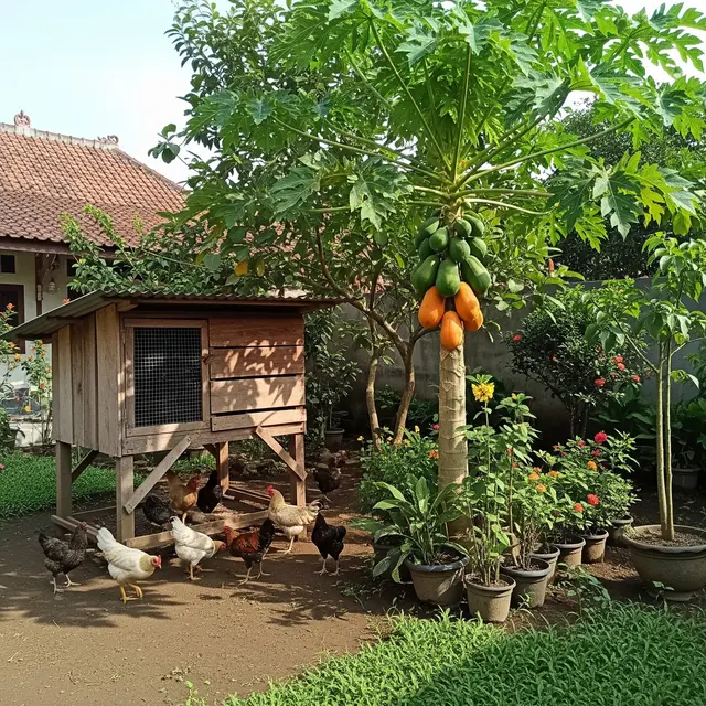 Cara Memadukan Ayam Kampung dan Pohon Pepaya