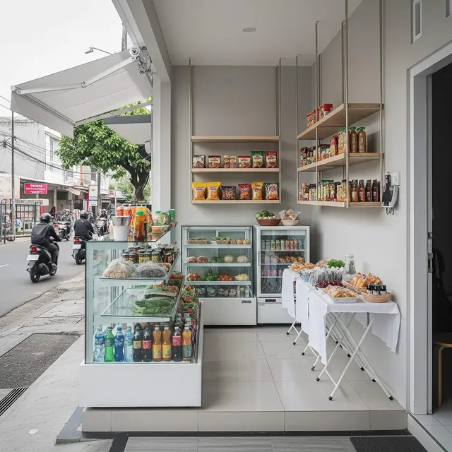 Desain Teras Rumah Pojok Cocok untuk Warung Kecil Depan Jalan