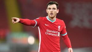 Andy Robertson. Di dua laga awal, bek kiri Liverpool berusia 27 tahun ini belum diturunkan karena masih dalam tahap pemulihan dan digantikan oleh Kostas Tsimikas. Dengan kondisi yang sudah fit, Andy Robertson kemungkinan akan menjadi starter. (Foto: AFP/Pool/Paul Ellis)