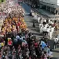 Kegiatan teaterikal perobekan bendera di Surabaya, Jawa Timur (Foto:Liputan6.com/Dian Kurniawan)