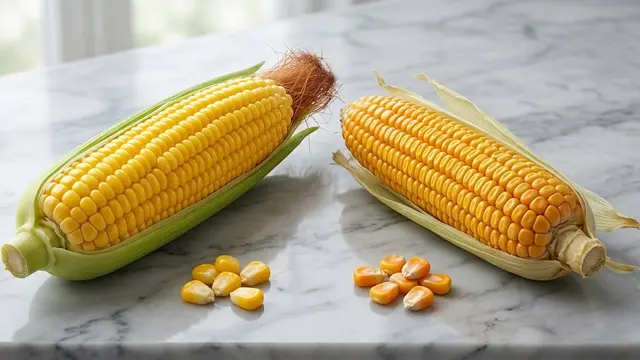 Ilustrasi jagung manis dan jagung biasa