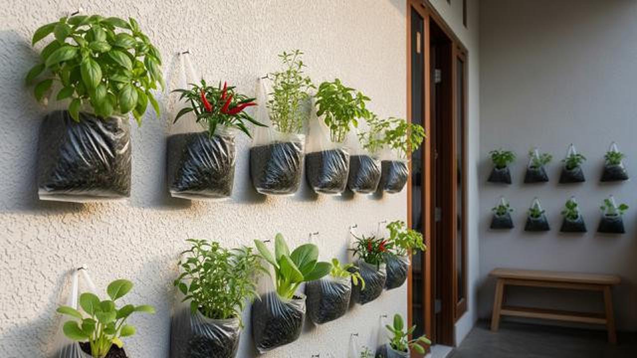 9 Desain Kebun Sayur Vertikal dari Kantong Kresek, Solusi Mandiri Pangan di Lahan Sempit
