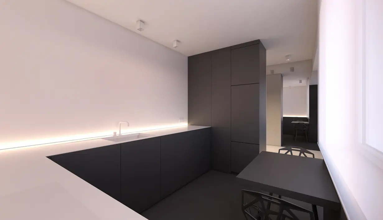 Demi keamanan, gunakan warna putih yang terang pada bagian counter top dapur.(home-designing.com)