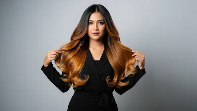 Model Rambut Warna Coklat Caramel Ombre