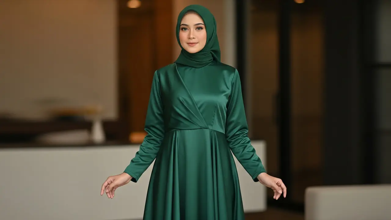 Model Gamis Bahan Satin Terbaru