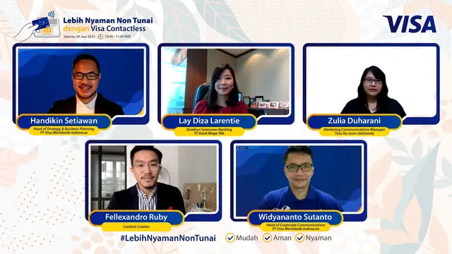 Fellexandro Ruby ketika menghadiri webinar “Lebih Nyaman Non Tunai dengan Visa Contactless,” Kamis (24/6/2021).