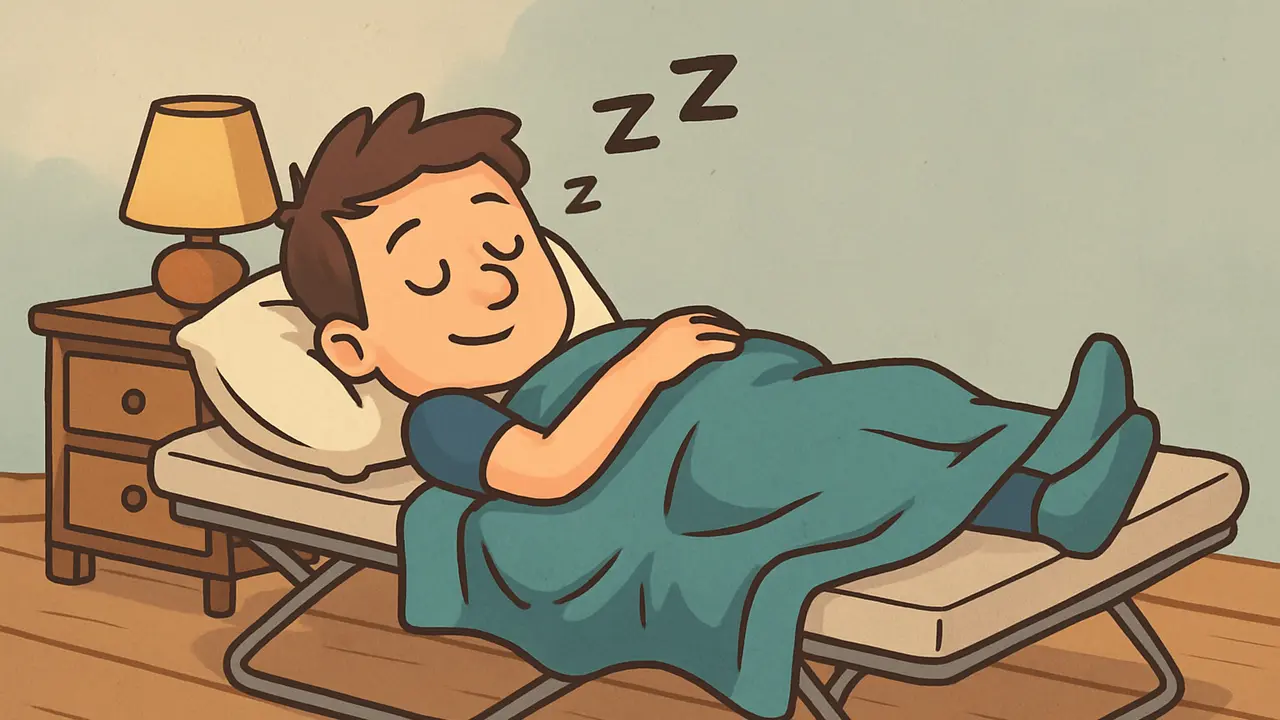 Tidur di kasur lipat.