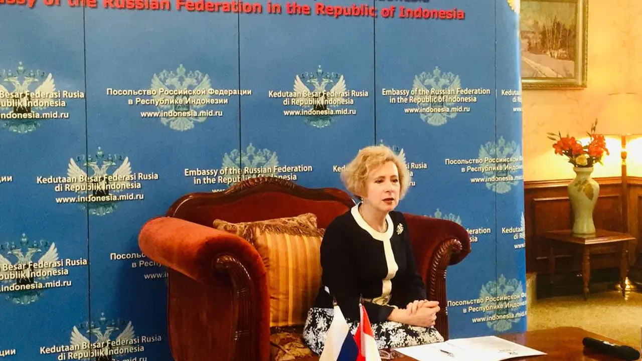 Duta Besar Rusia untuk Indonesia, Ludmila Vorobieva, saat ditemui dalam acara press briefing di kediamannya (Liputan6.com / Siti Khotimah)