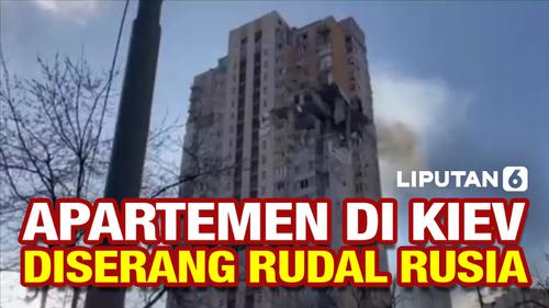 VIDEO: Rudal Rusia Hantam Apartemen di Kiev