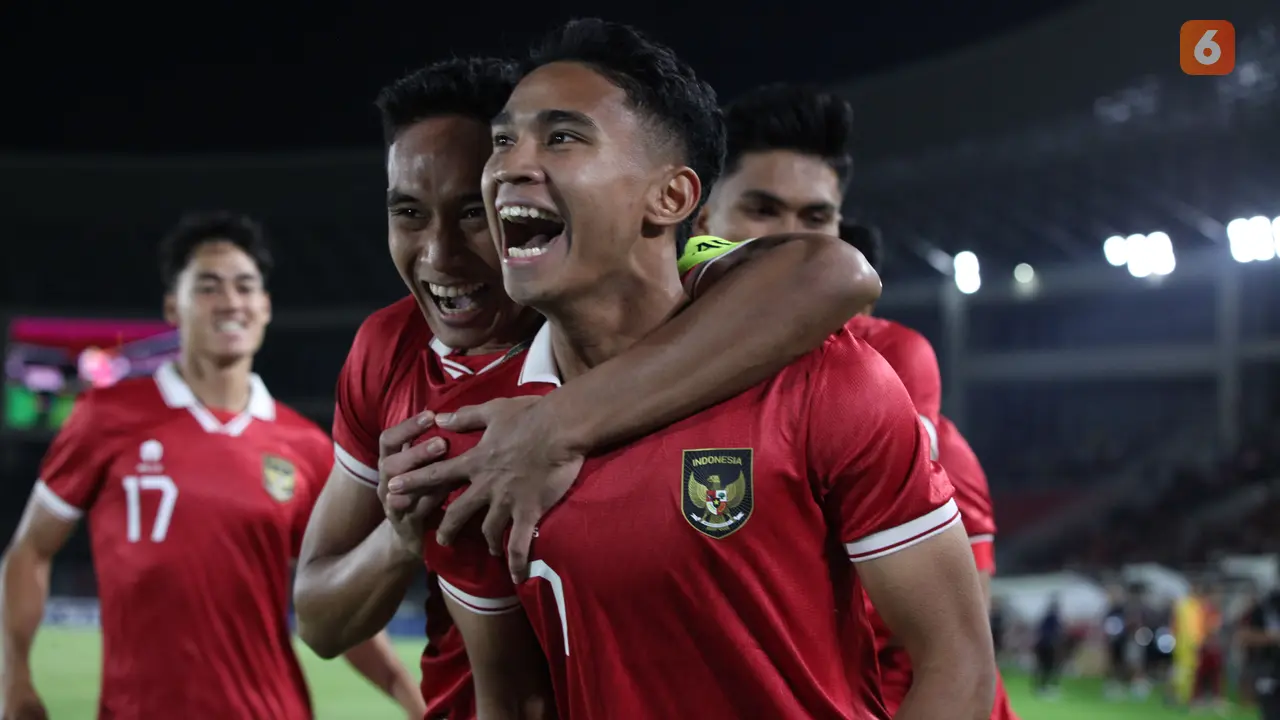 Marselino Ferdinan mencetak gol untuk Timnas Indonesia U-23 ke gawang Chinese Taipei U-23.