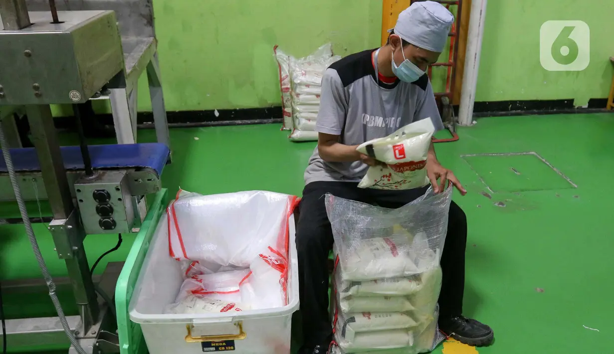 Data Dinas Ketahanan Pangan, Kelautan, dan Pertanian (KPKP) DK Jakarta mencatat stok beras aman hingga enam bulan ke depan. (Liputan6.com/Herman Zakharia)