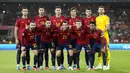 Starting XI Spanyol saat laga Grup A Kualifikasi Euro 2024 melawan Skotlandia di La Cartuja Stadium, Sevilla, Spanyol, Jumat (13/10/2023) dini hari WIB. (AP Photo/Jose Breton)