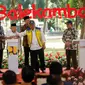 Wakil Presiden RI Ma'ruf Amin, Menteri PUPR Basuki Hadimuljono serta Pj Gubernur Jawa Tengah Nana Sudjana saat Peresmian Kawasan Taman Balekambang, Kota Surakarta.