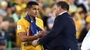 Gelandang Australia, Tim Cahill usai pertandingan melawan Honduras di play-off kualifikasi Piala Dunia 2018 di Stadion Australia, Sydney 15 November 2017. Pemain 38 tahun ini akan menjalani Piala Dunia keempatnya di Rusia 2018. (AFP Photo/William West)