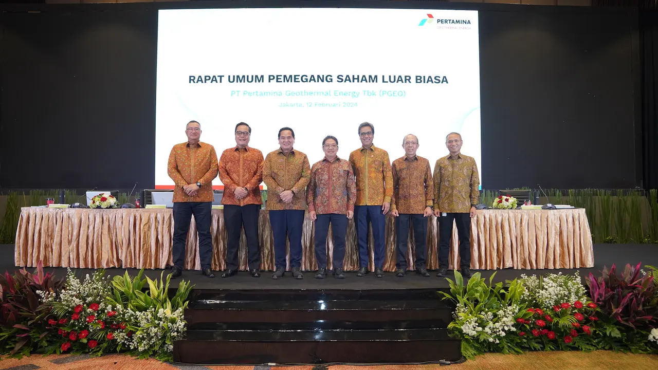 PT Pertamina Geothermal Energy Tbk (PGEO) menggelar Rapat Umum Pemegang Saham Luar Biasa (RUPSLB) pada hari ini, Senin 12 Februari 2024.