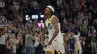 Selebrasi Pemain Utah Jazz Jordan Clarkson pada laga NBA melawan Grizzlies (AP)
