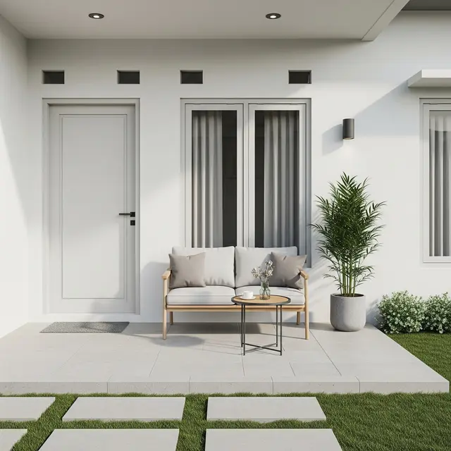 Inspirasi Teras Rumah Kecil Bergaya Minimalis yang Terlihat Lebih Lapang dan Estetik (Image by Gemini AI)