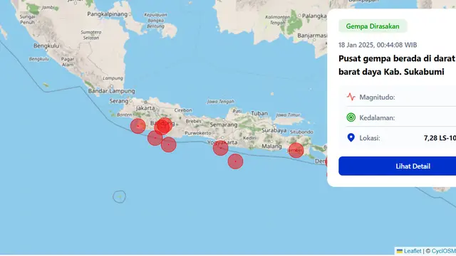 Gempa Bumi di Laut Sukabumi pada 18 Januari 2025