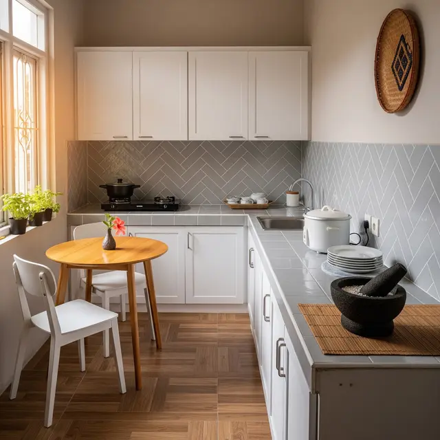 12 Kombinasi Warna Lantai, Kitchen Set, dan Backsplash yang Harmonis