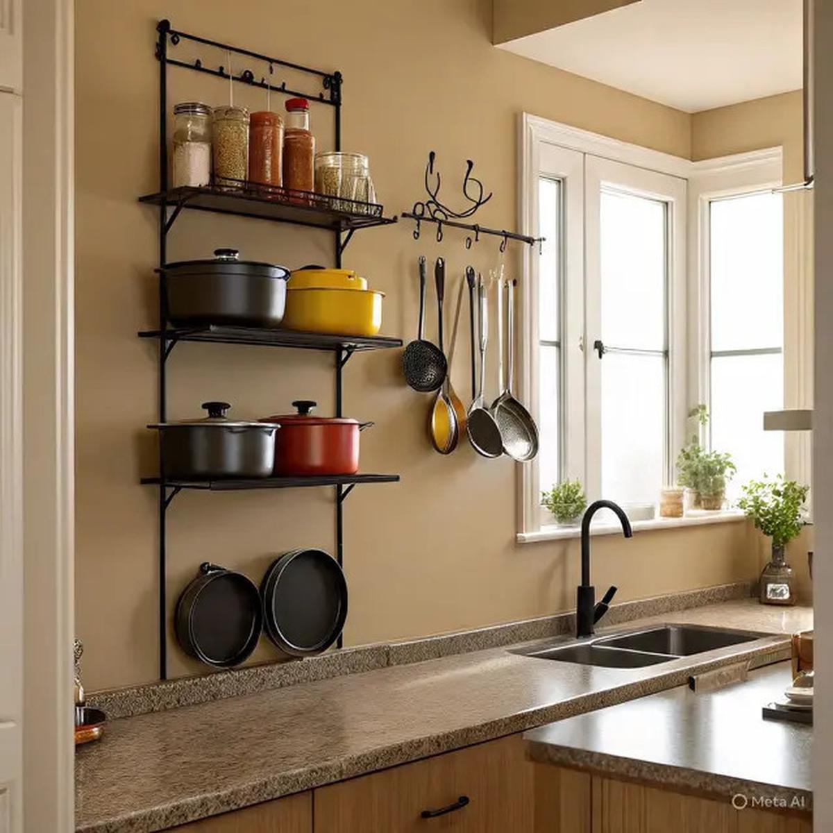 9 Inspirasi Dapur Rumah Lahan Sempit Pakai Rak Besi Multifungsi, Solusi Cerdas Hemat Ruang