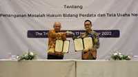 Badan Pengelola Keuangan Haji (BPKH) melakukan penandatanganan perjanjian kerjasama dengan Jaksa Agung Muda Perdata dan Tata Usaha Negara Republik Indonesia (Istimewa)