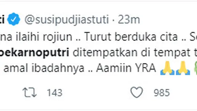 Rachmawati Soekarnoputri Meninggal Dunia, Warganet: Innalillahi, Semoga Diberi Tempat Terbaik