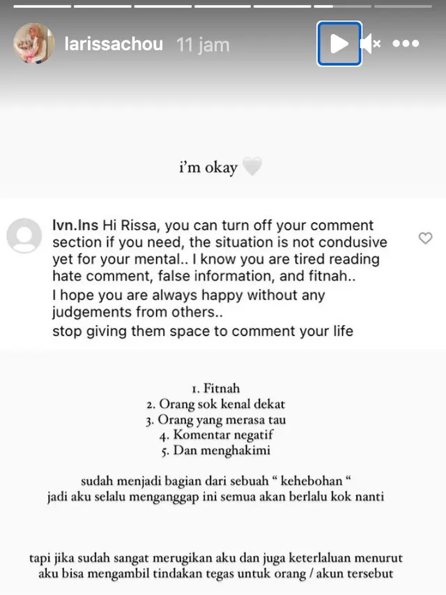 Unggahan Larissa Chou. (Foto: Instagram @larissachou)