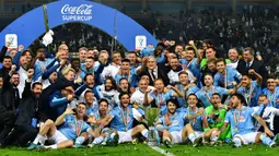 Masih bersama Lazio, Simone Inzaghi juga sukses mengoleksi dua trofi Supercoppa Italiana pada edisi 2017 dan 2019. (AFP/Giuseppe Cacace)