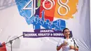 Gubernur DKI, Basuki Tjahaja Purnama berpidato saat membuka perayaan HUT Jakarta yang ke-488, di Taman Fatahillah, Jakarta, Minggu (31/5/2015). Tema peringatan HUT ke-488 yakni, Jakarta modern, kreatif, dan berbudaya. (Liputan6.com/Faizal Fanani)