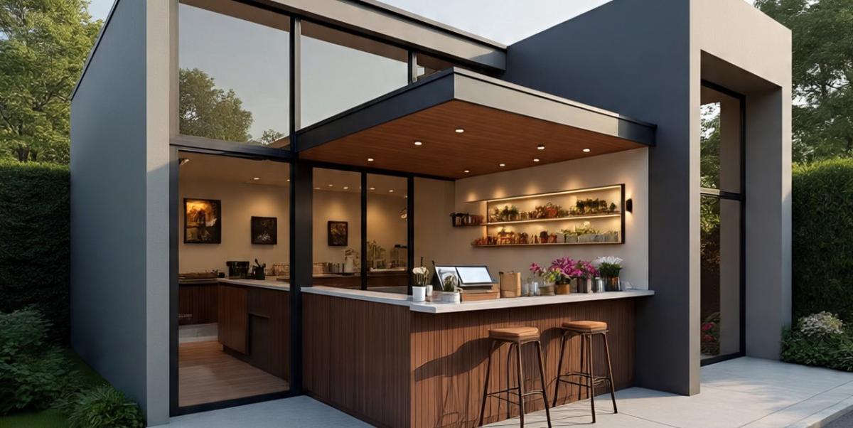 Desain Rumah L-Shape dengan Warung Kecil di Depan