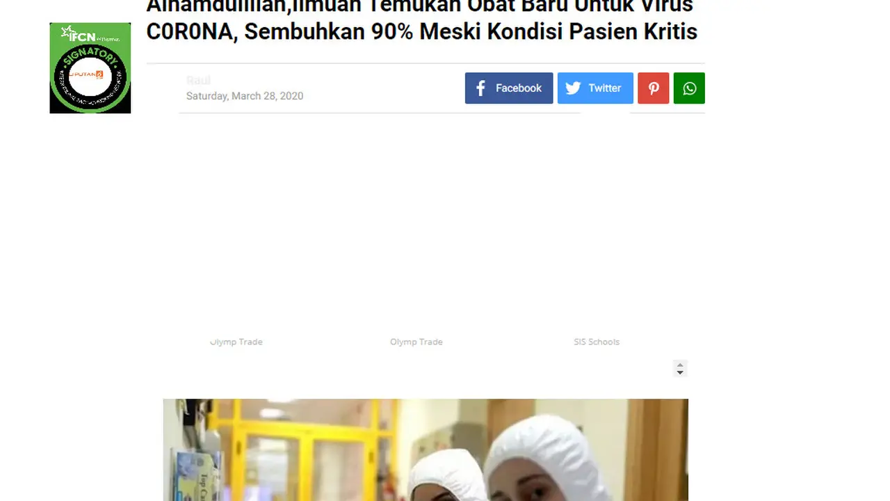 Penelusuran klaim Ilmuan Sudah Menemukan Tocilizumab Sebagai Obat Covid-19
