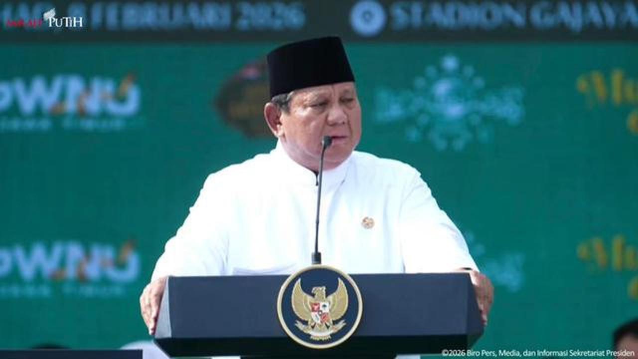 Hadiri Mujahadah Kubro NU, Prabowo Tekankan Pentingnya Kerukunan Pemimpin