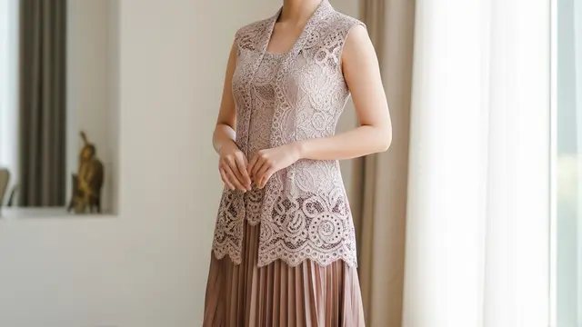 9 Model Kebaya Brokat Kombinasi Satin Modern, Tampil Elegan Setiap Acara