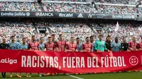 Para pemain Celta Vigo dan Girona mengampanyekan anti rasialisme di Liga Spanyol. (Dok. LaLiga)