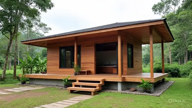 Model Rumah Kayu Modern Tipe 21 Terbaru