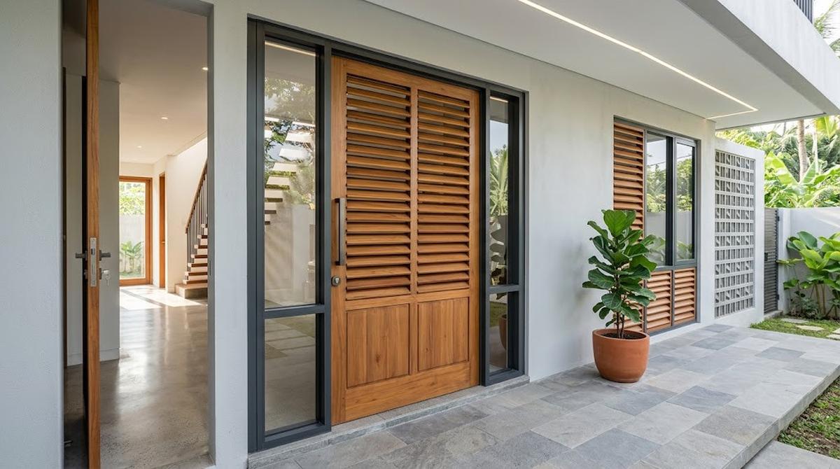 Ide Pintu dengan Kisi-Kisi untuk Rumah yang Membutuhkan Sirkulasi Udara