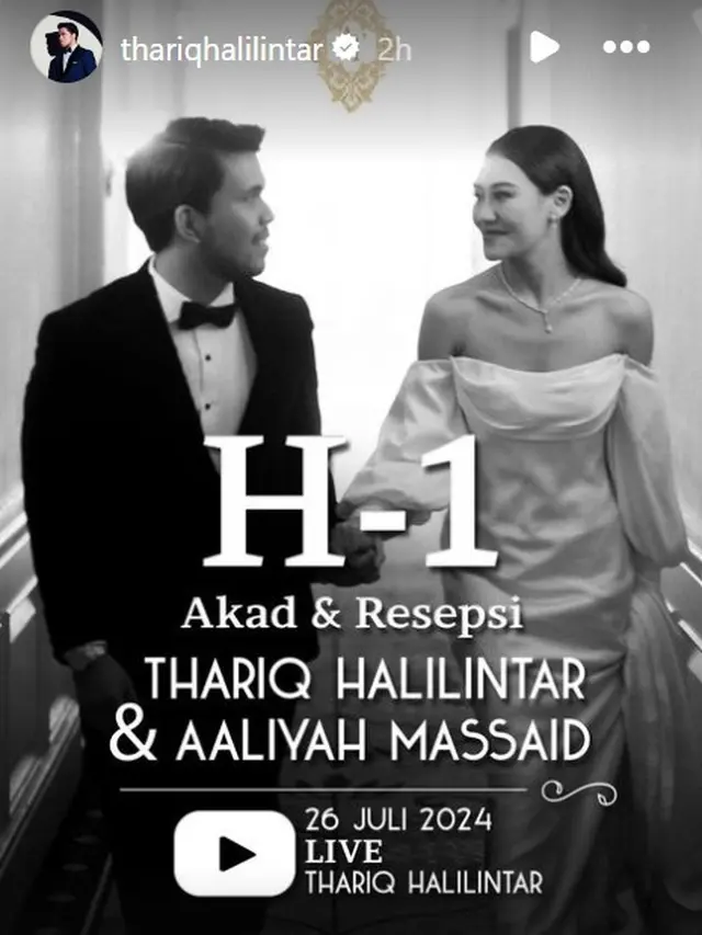 Tanggal Pernikahan Thariq Halilintar dan Aaliyah Massaid