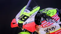 Livery spesial Pertamina Enduro VR46 Racing Team untuk MotoGP Mandalika 2025 yang diperkenalkan di Jakarta hari Selasa (30/09/2025) siang WIB. (Bagaskara Lazuardi/Bola.com)